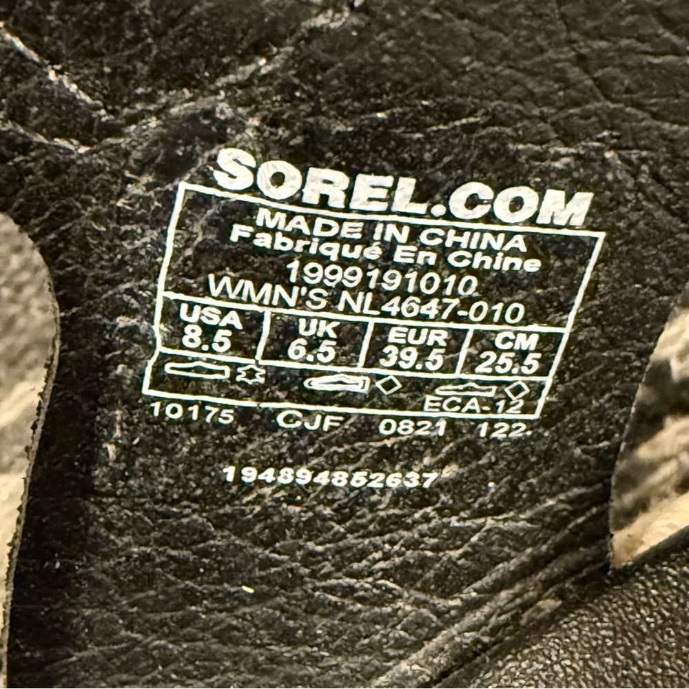 Sorel Black Leather Espadrille Wedge Sandals with Cream Rope Sole - Picture 6 of 11